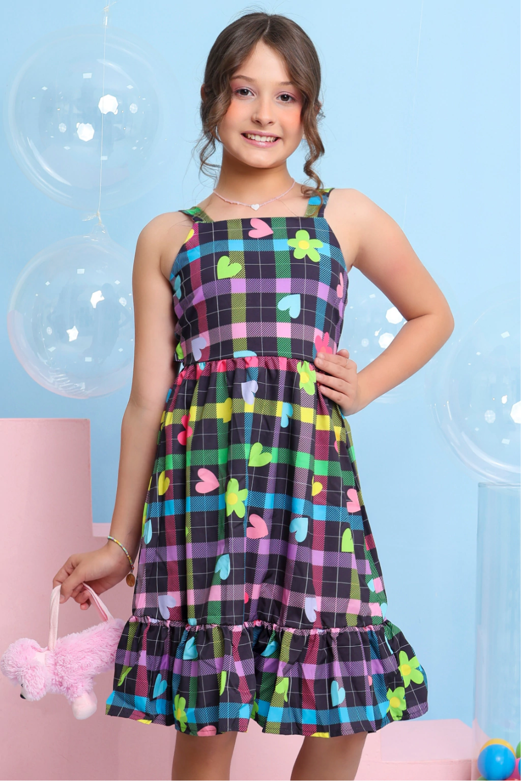 Vestido Infantil Xadrez Jamile Black