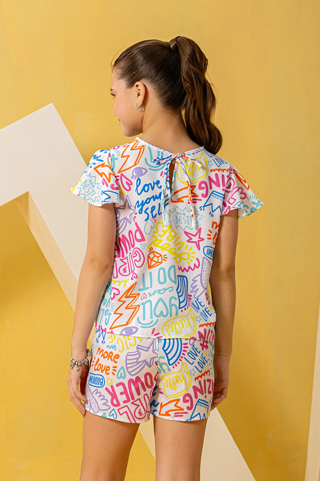 Conjunto Infantil Menina Francine Branco Girl Power (Short + Batinha) SEM TROCA OU DEVOLUÇÃO