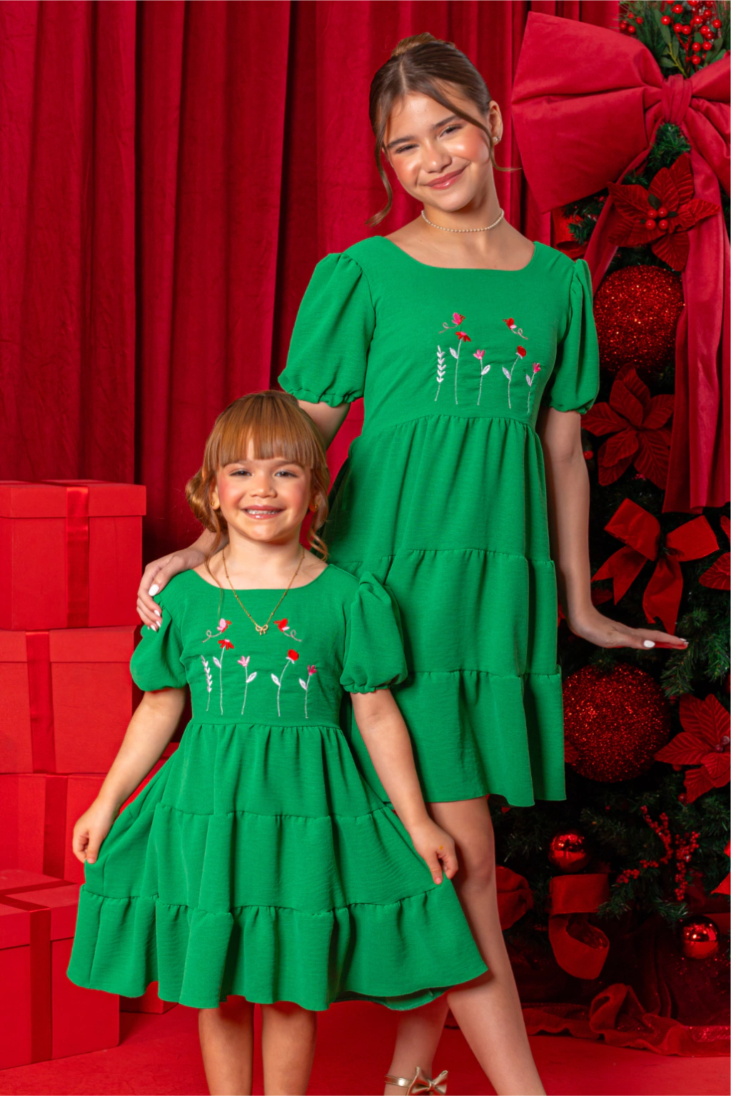 Vestido Valentina Verde Bordado