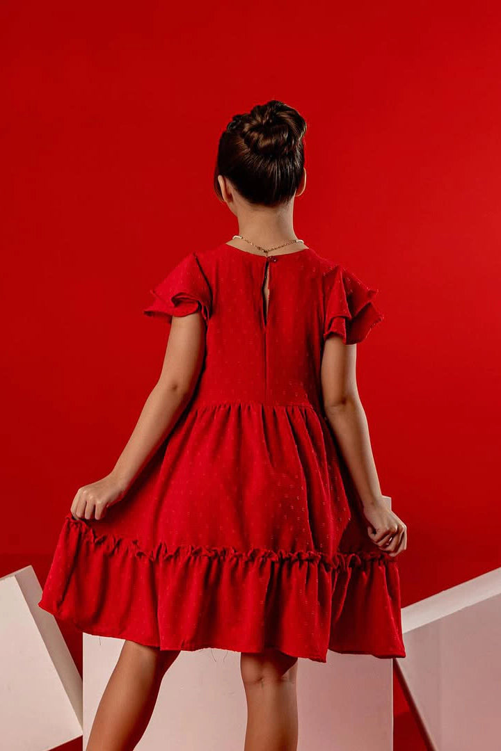 Vestido Infantil Michele Vermelho Duna Pipoquinha