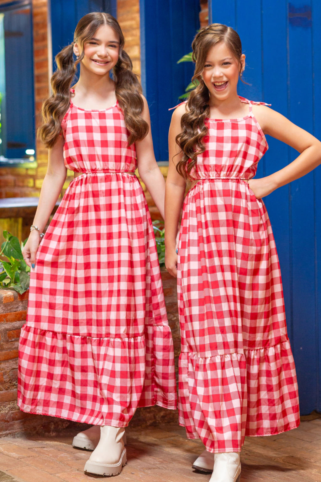 Vestido Infantil Xadrez Vermelho Elisa -