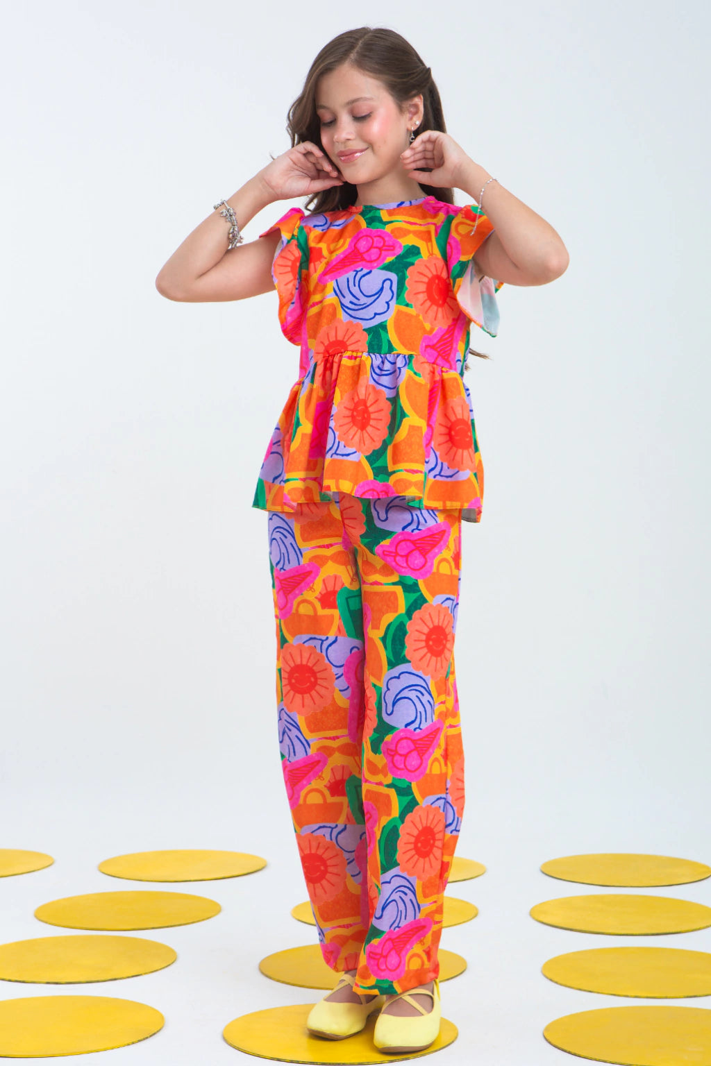 Conjunto Infantil Menina Lidiane Laranja (Calça + Batinha)