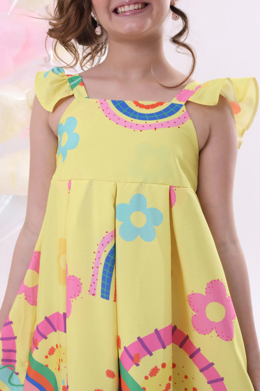 Vestido Infantil Ana Barrado Amarelo