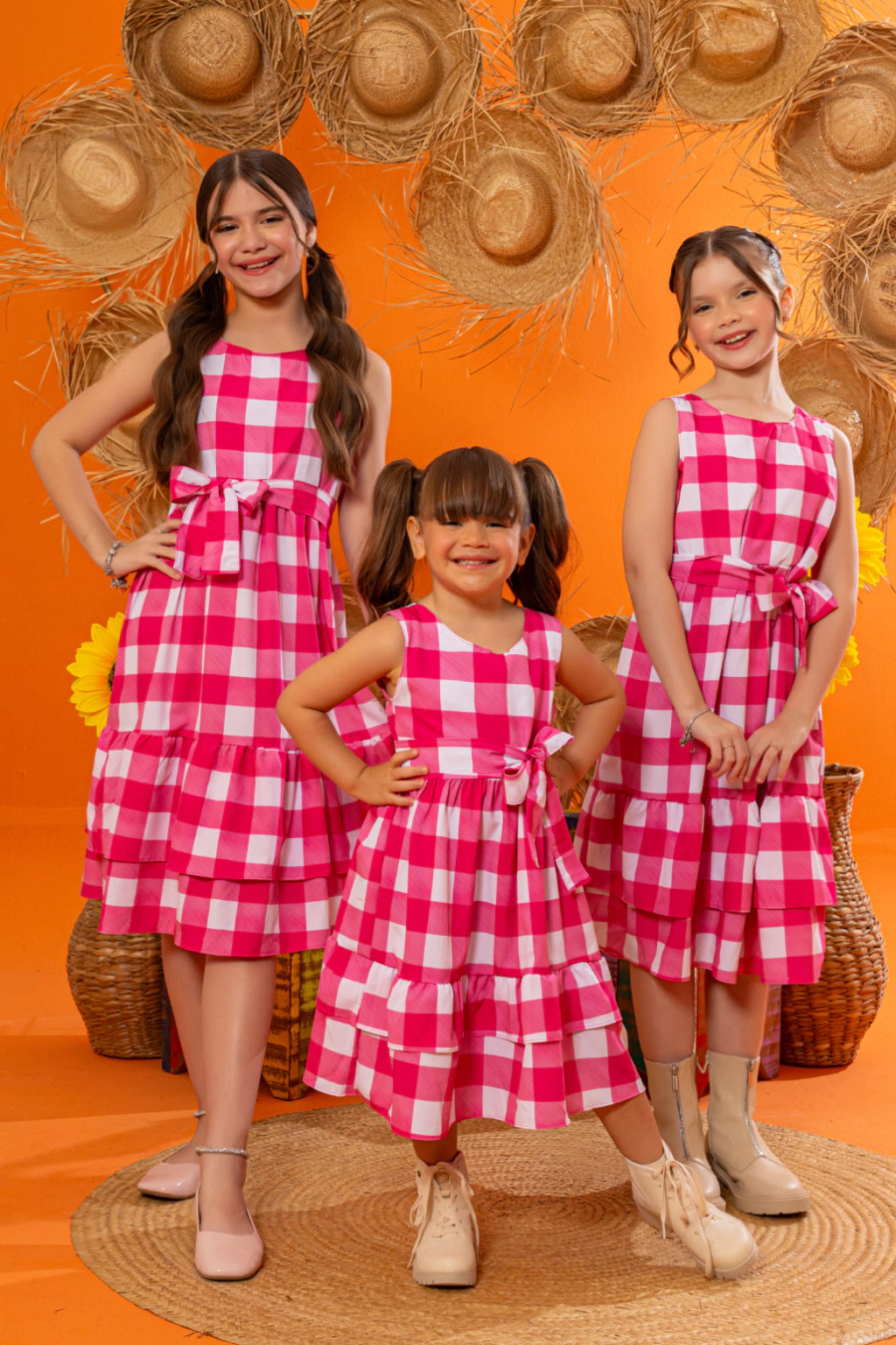 Vestido Infantil Xadrez Maju Pink