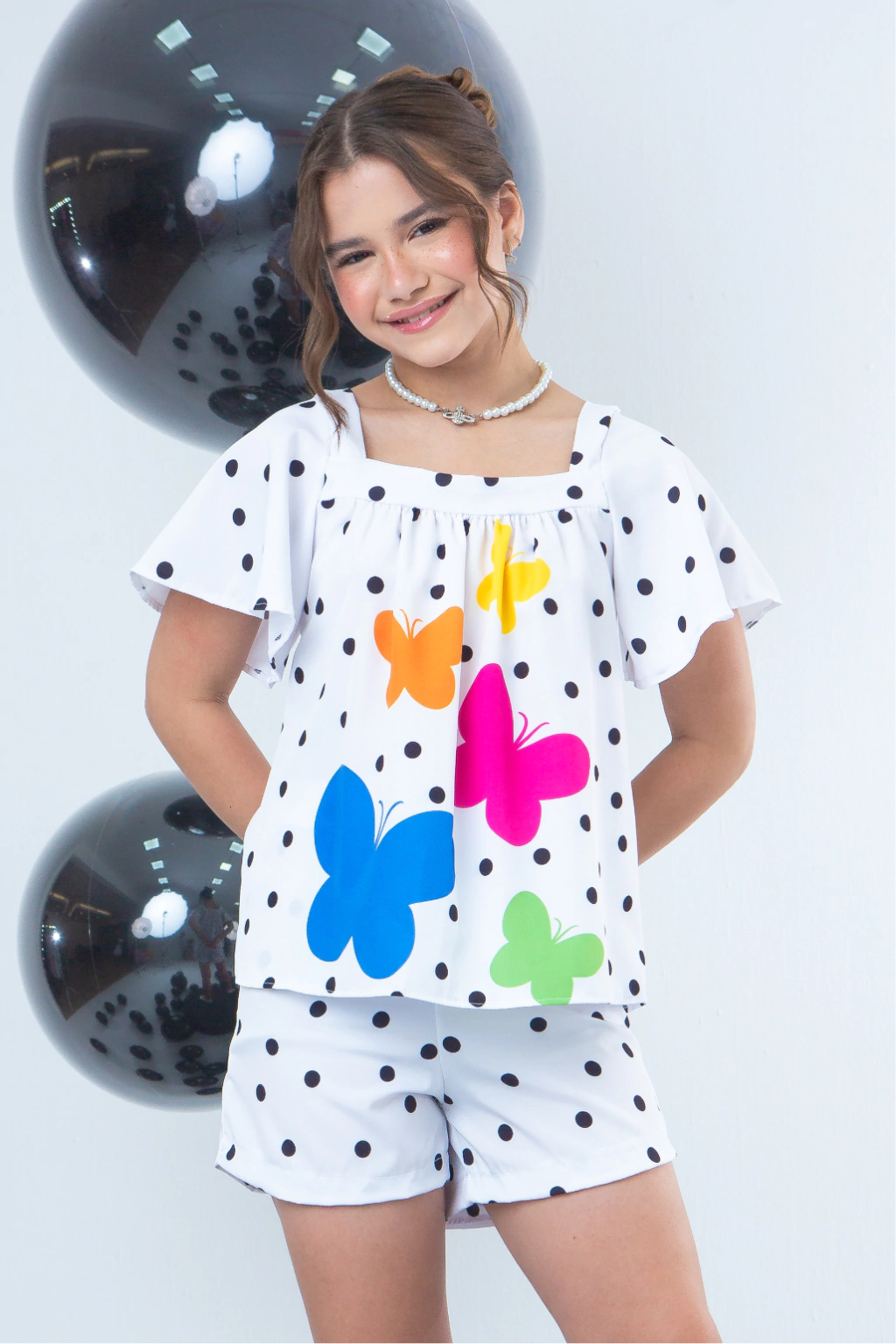 Conjunto Infantil Menina Julia Borboleta (Short + Batinha)