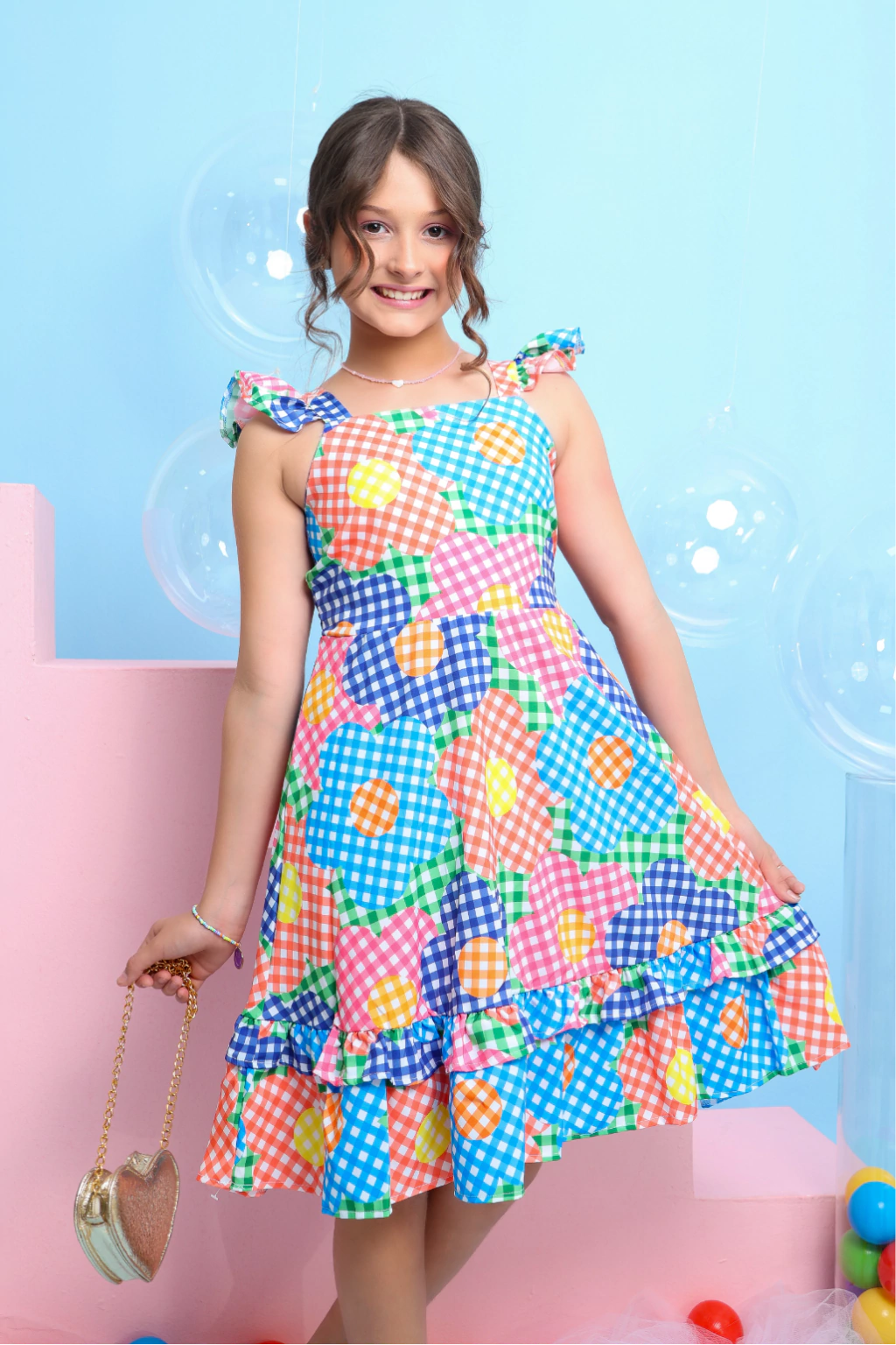 Vestido Xadrez Infantil Daniele Flores