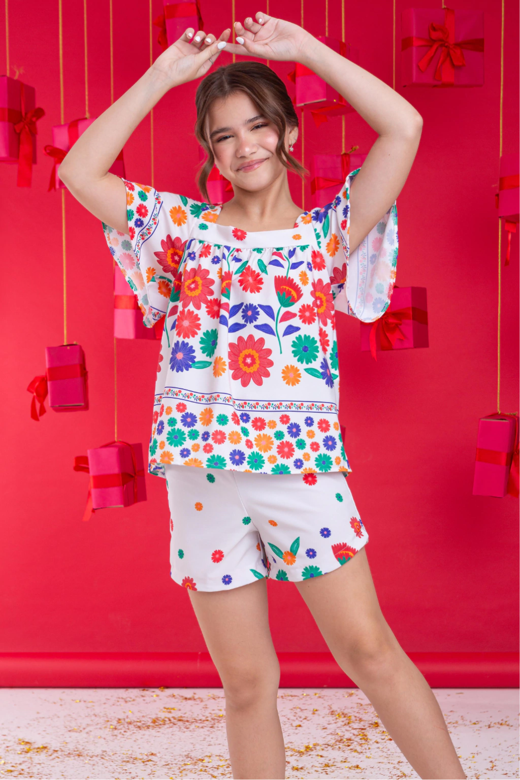 Conjunto Fantini Flores (Short + Batinha)