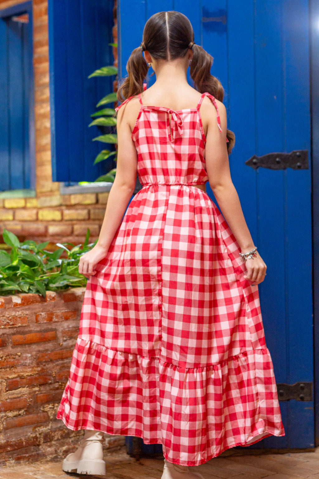 Vestido Infantil Xadrez Vermelho Elisa -