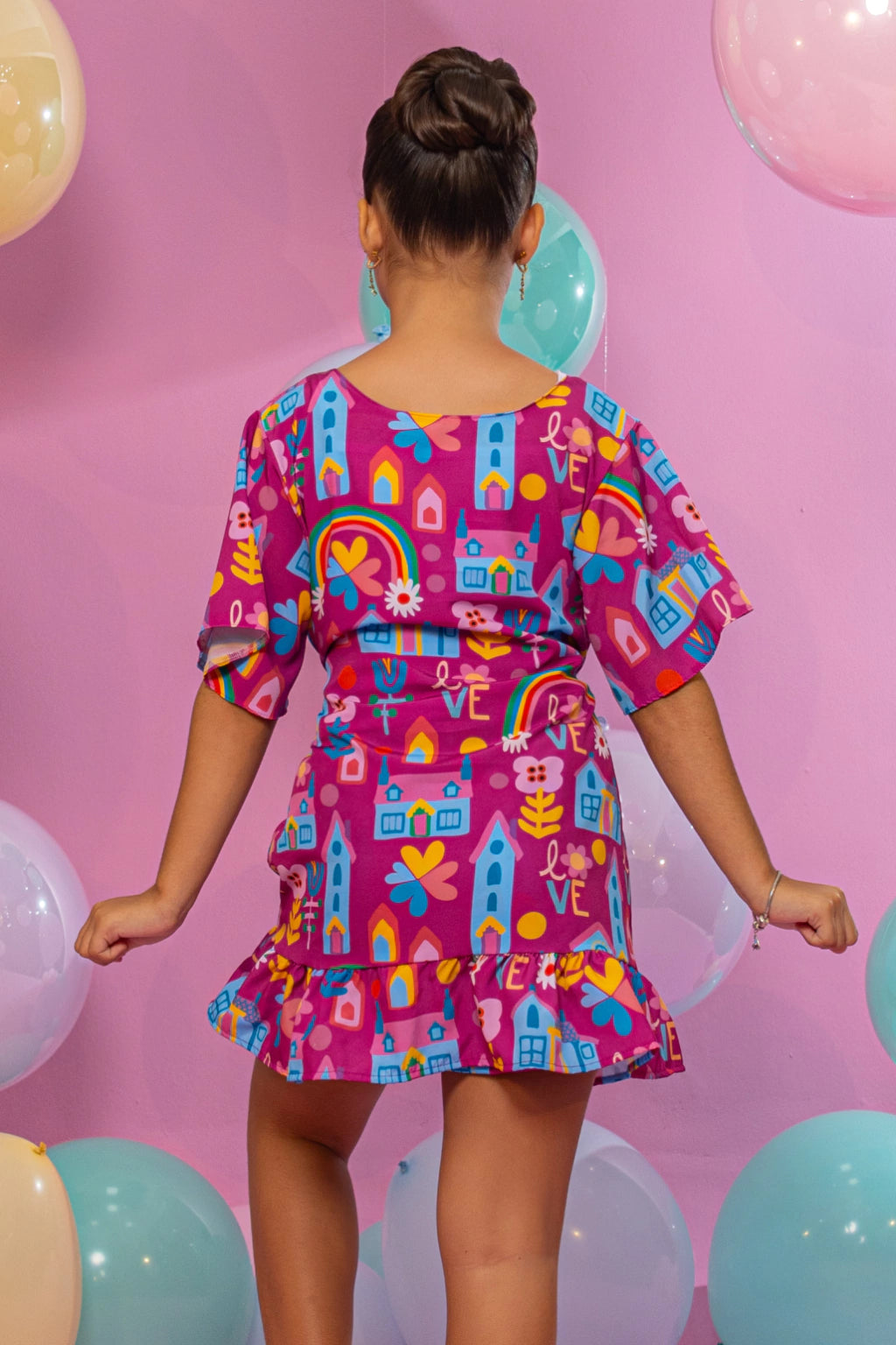 Conjunto Kimono Menina Casinha Love (Short + Blusa + Kimono)