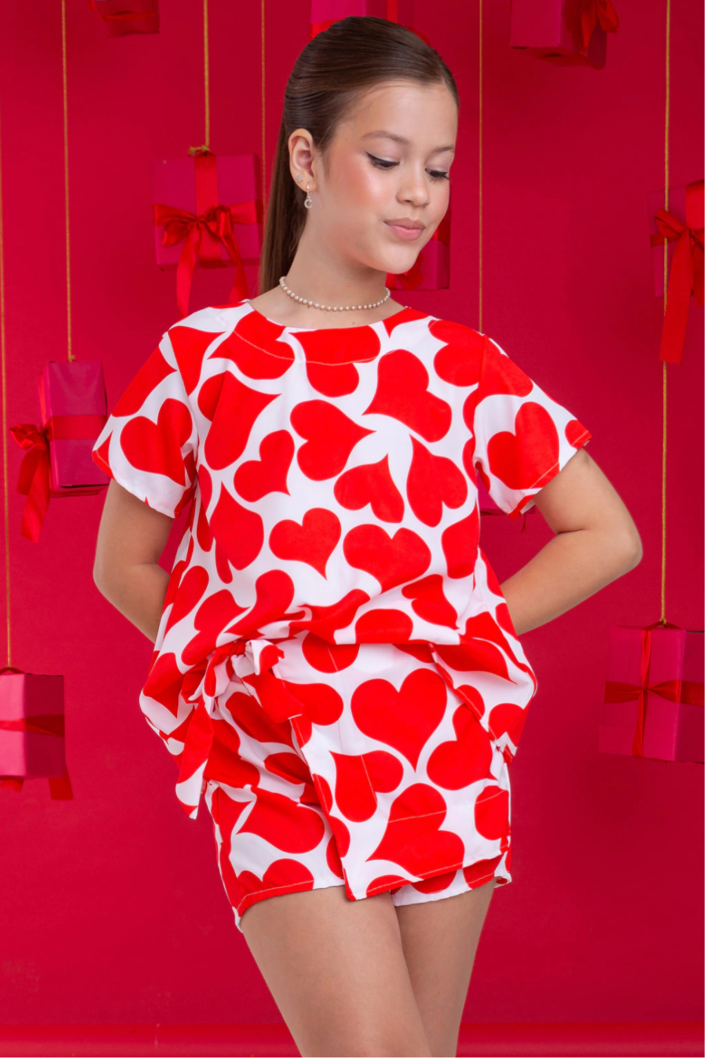 Conjunto Louise Coração Vermelho (Short + Batinha)