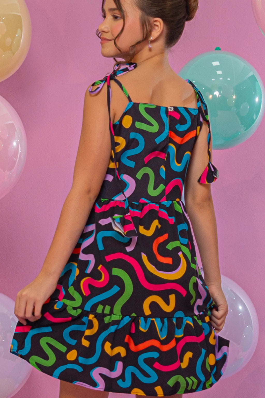 Vestido Infantil Liana Estampado Preto