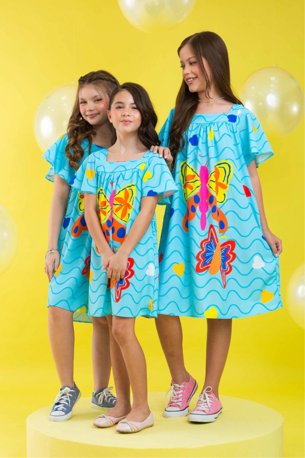 Vestido Infantil Azul Borboleta
