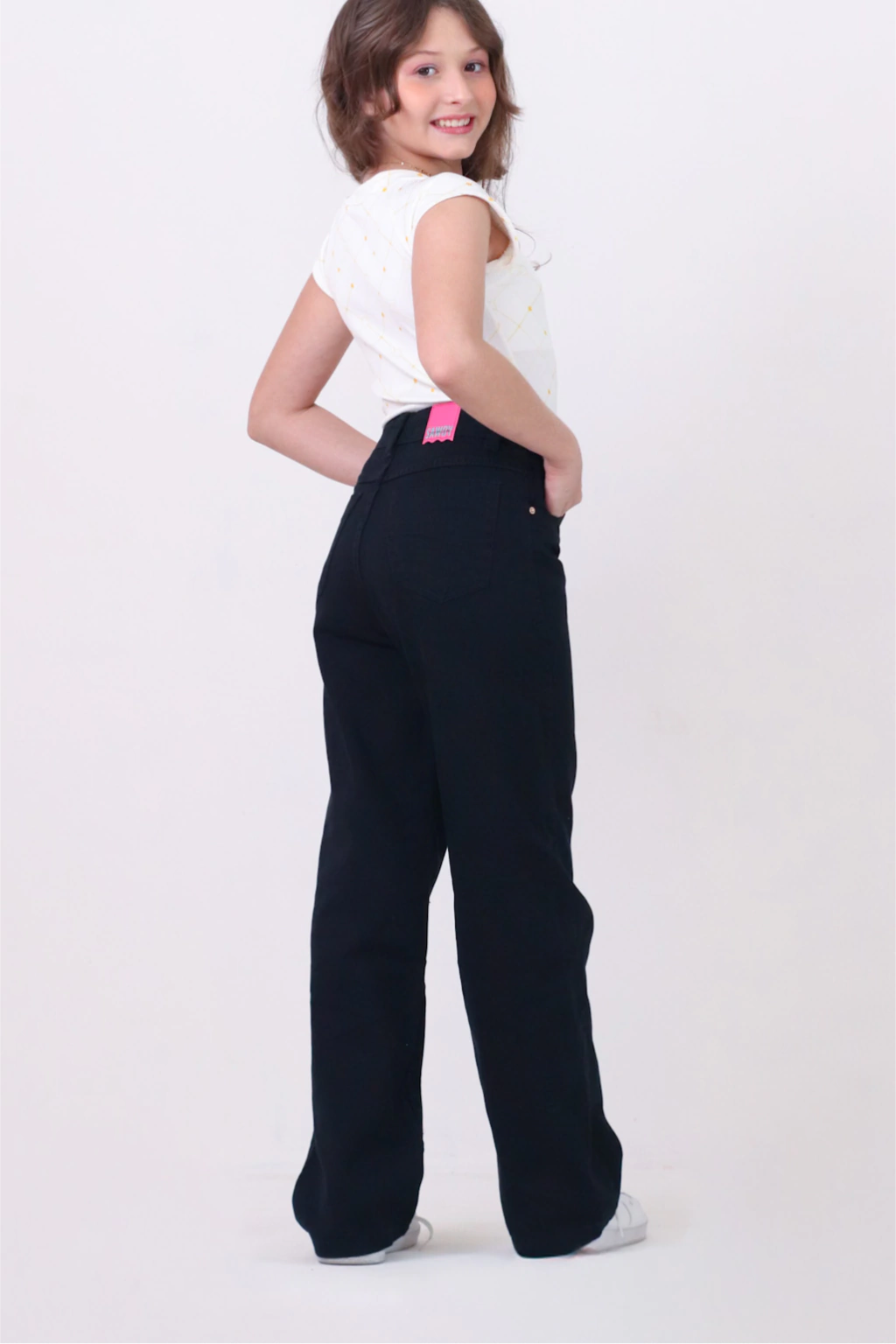 Calça Jeans Preta Wide Leg