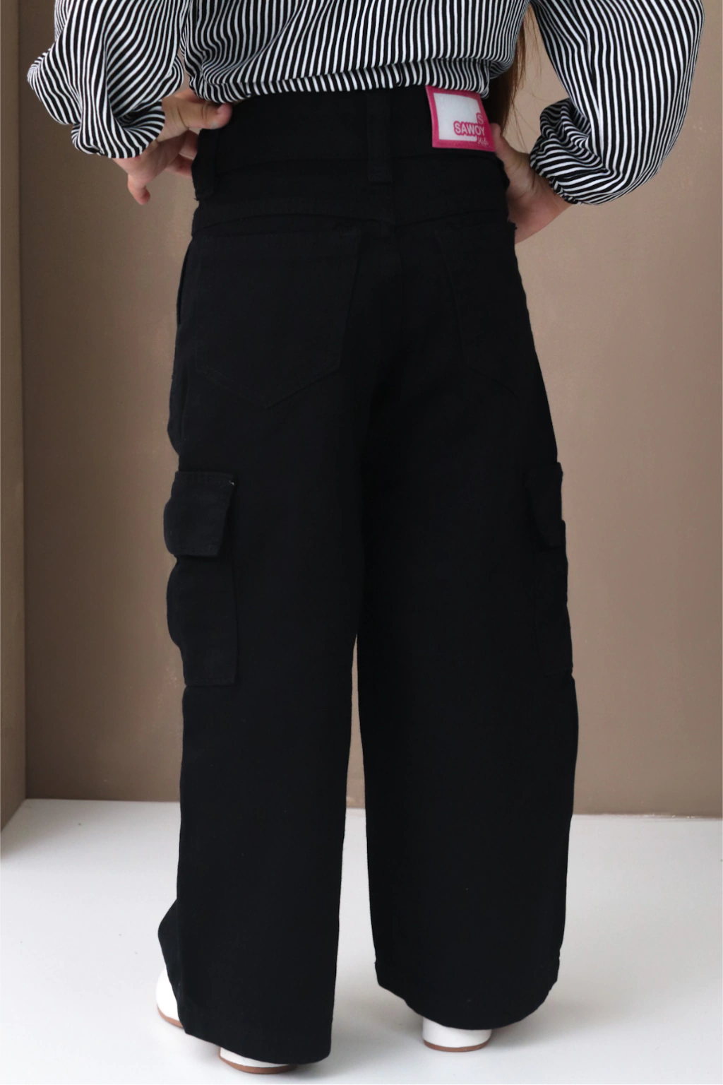 Calça Wide Leg Cargo Preta Infantil