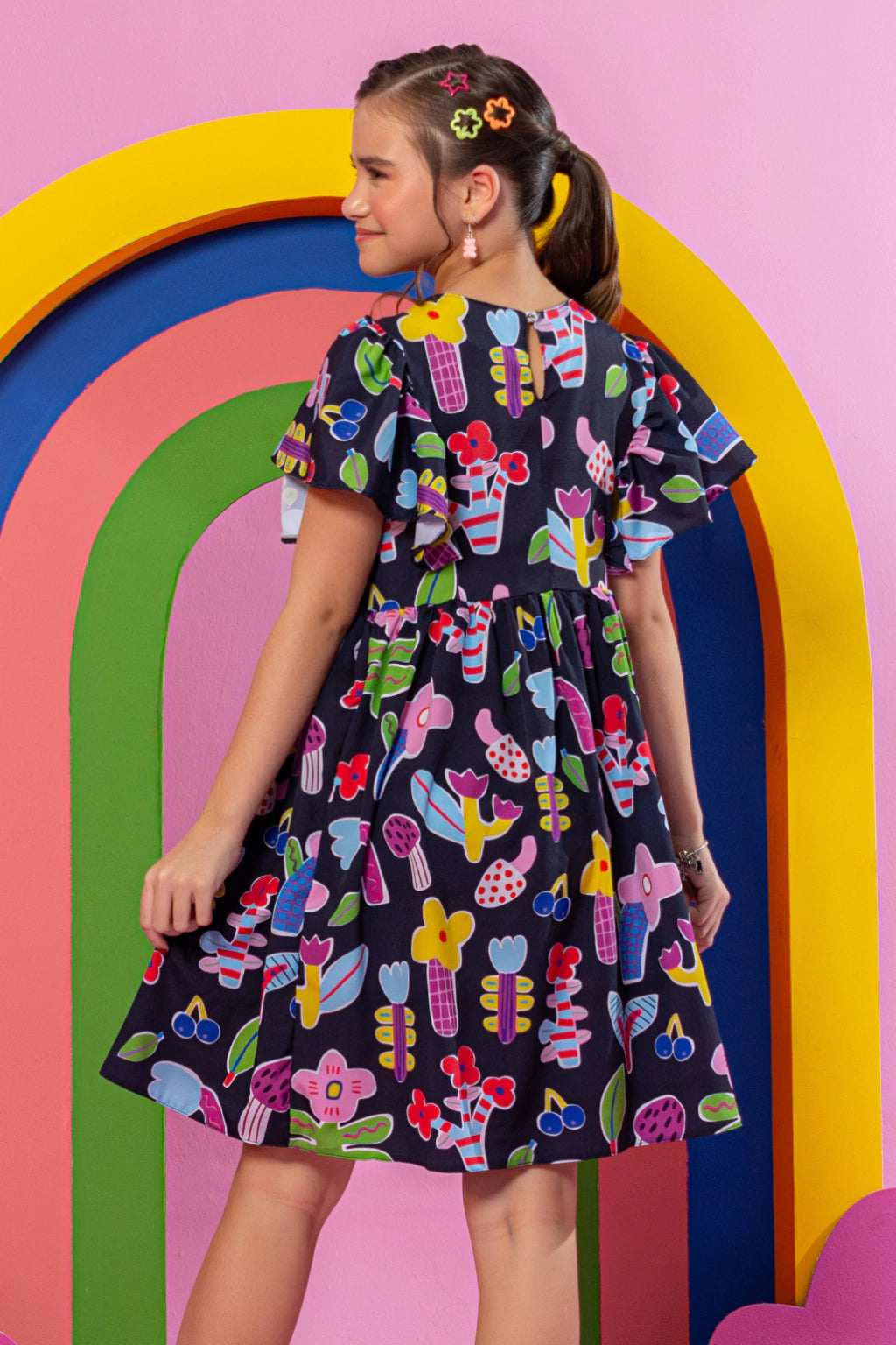 Vestido Infantil Duda Floral Black