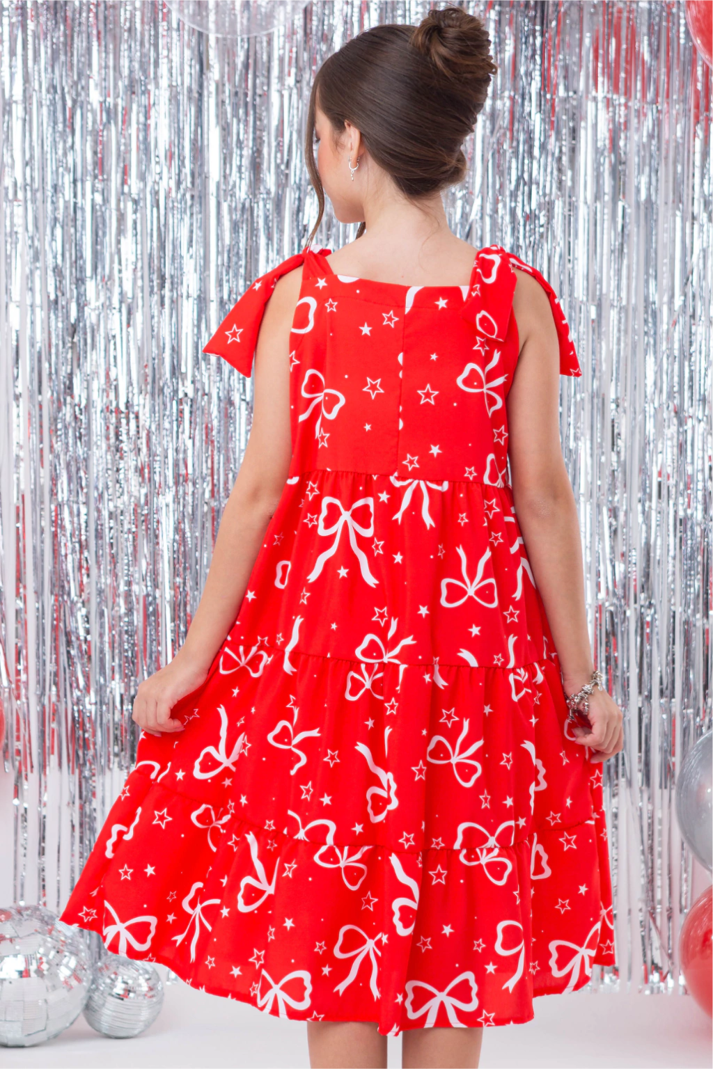 Vestido Infantil Eliza Vermelho Laços