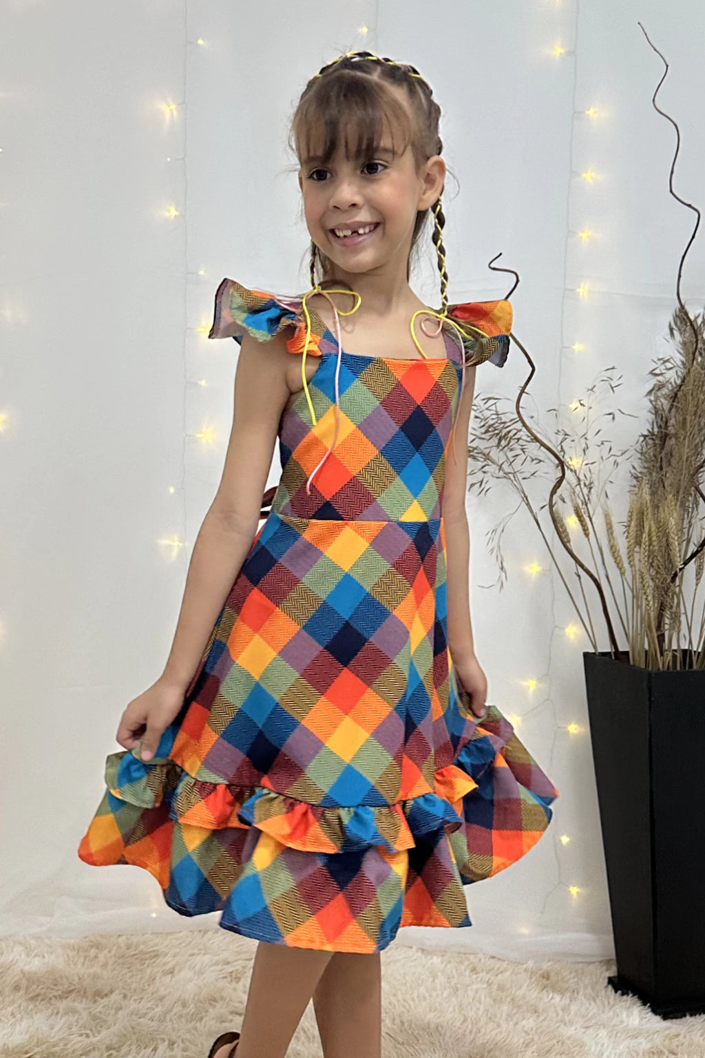 Vestido Xadrez Infantil Daniele Colorido