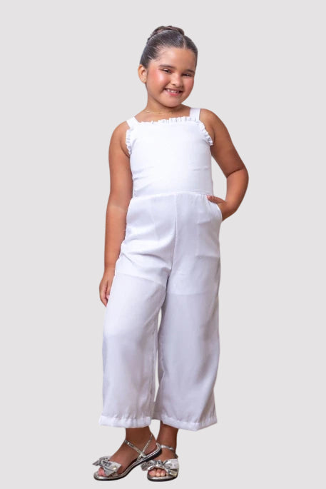 Macacão Infantil Menina Pantacourt Branco Forrado