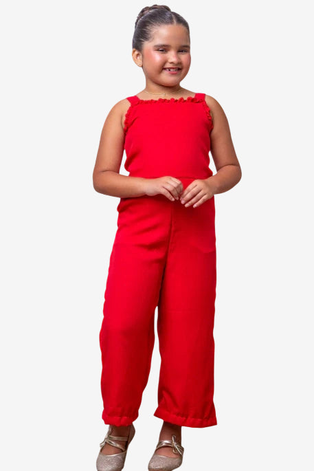 Macacão Infantil Menina Pantacourt Vermelho