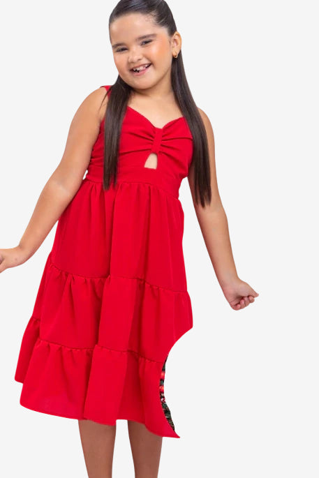 Vestido Infantil Midi Mica Vermelho