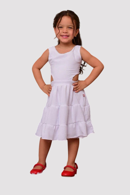 Vestido Infantil Mirabela Branco com Forro - SEM TROCA OU DEVOLUÇÃO