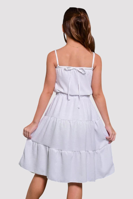 Conjunto Infantil Menina Alice Branco (cropped + saia com forro) SEM TROCA OU DEVOLUÇÃO