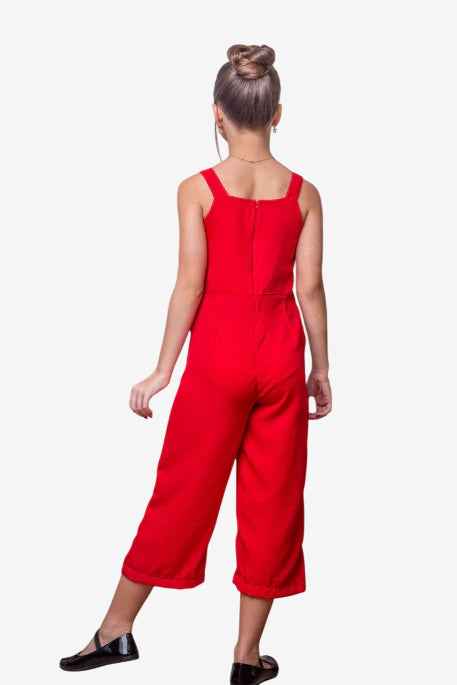 Macacão Infantil Menina Pantacourt Vermelho
