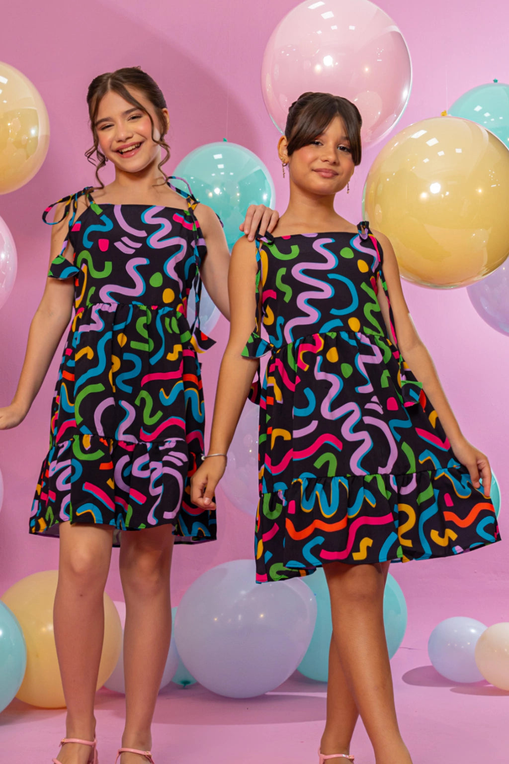 Vestido Infantil Liana Estampado Preto