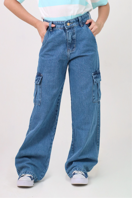 Calça Jeans Wide Leg Cargo REF. 4402