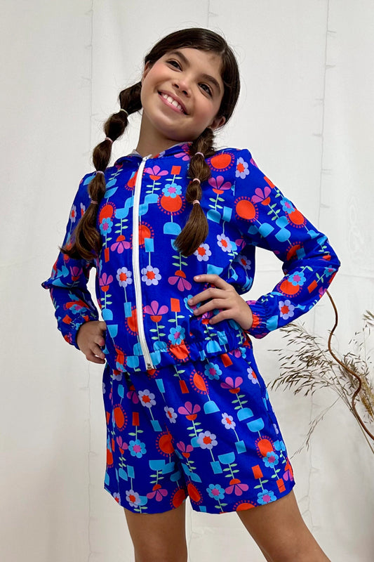 Conjunto Infantil Menina - Short + Corta Vento Capuz
