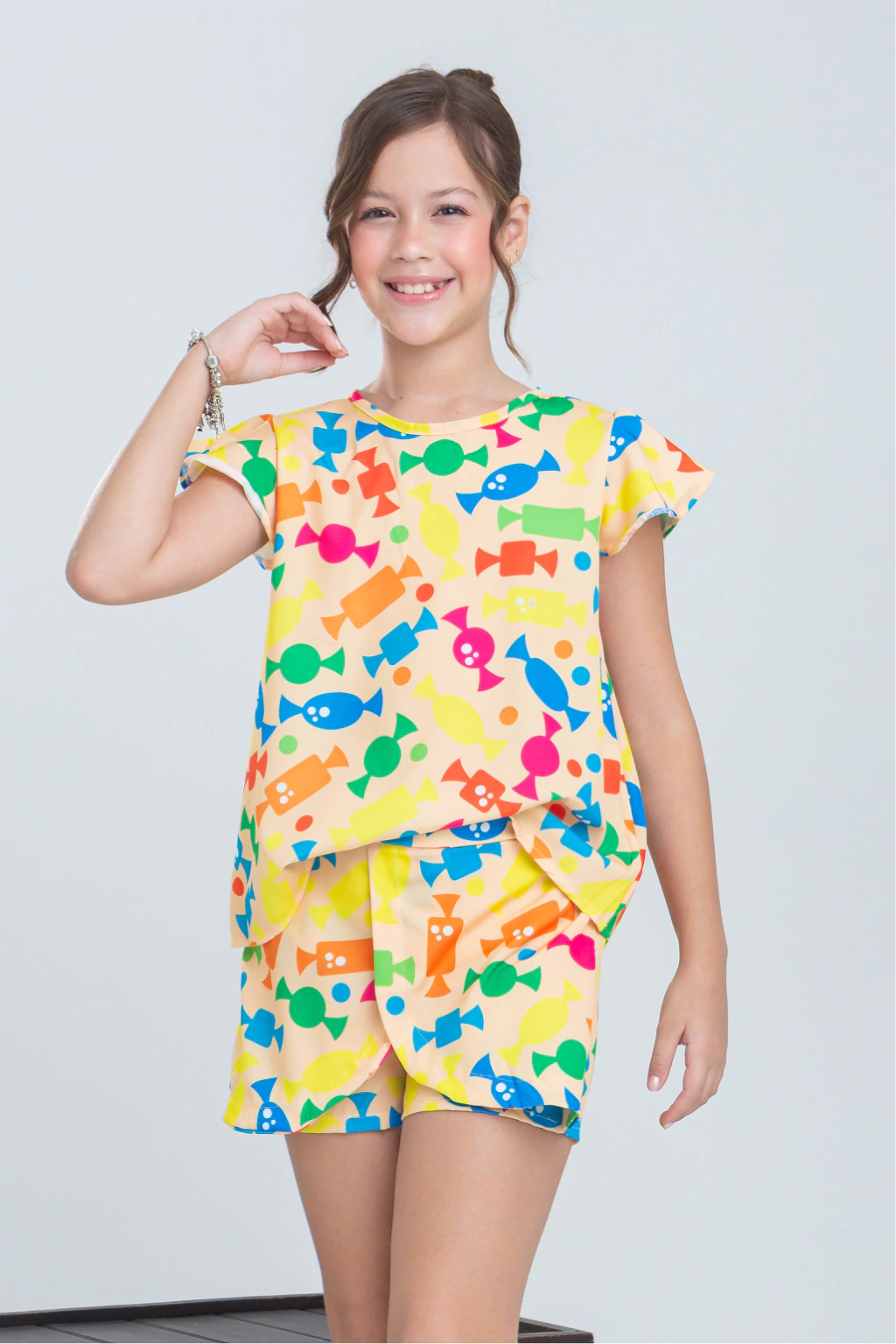 Conjunto Infantil Menina Avila Amarelo (Short + Batinha)