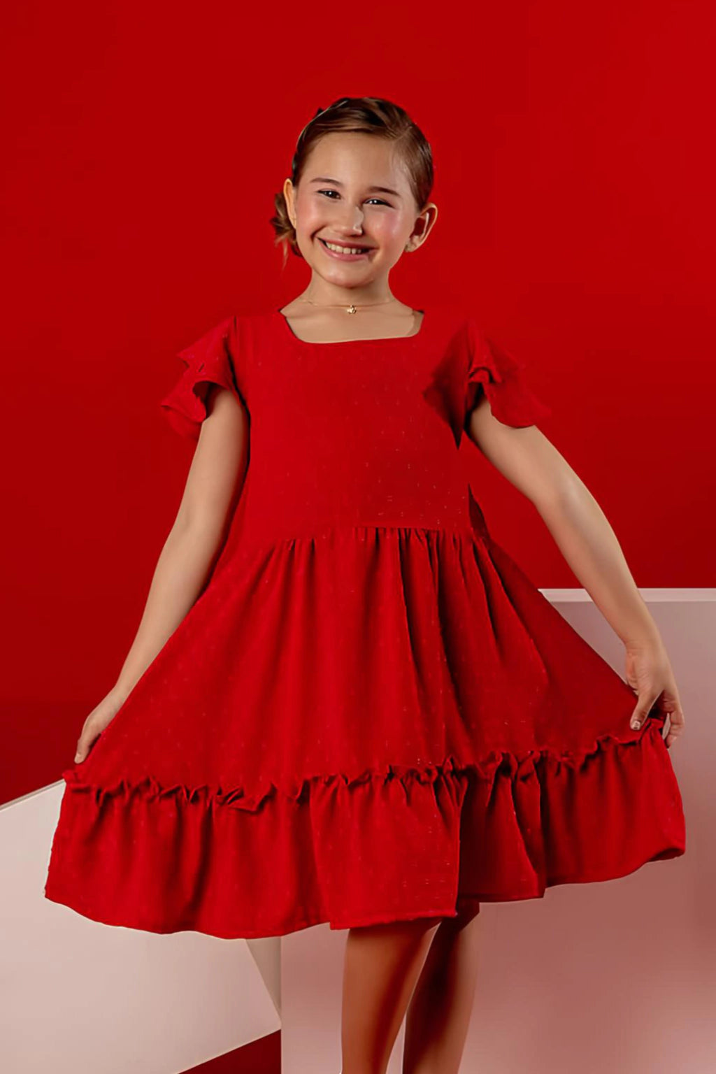 Vestido Infantil Michele Vermelho Duna Pipoquinha
