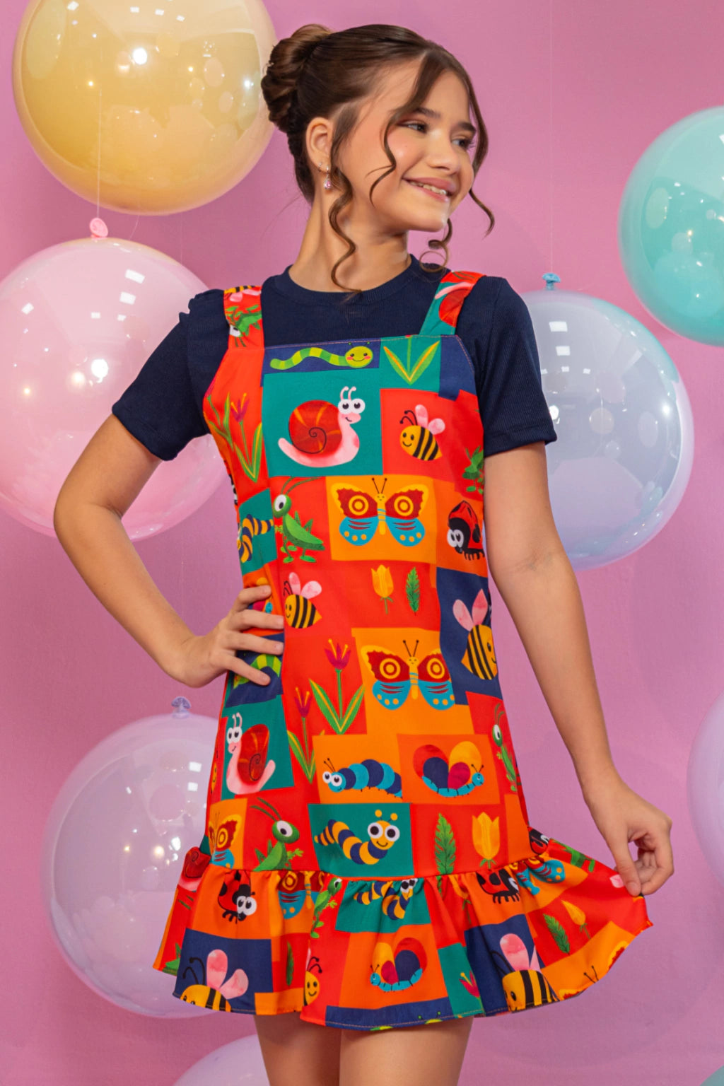Salopete Samara Estampado Animais (salopete + blusa)