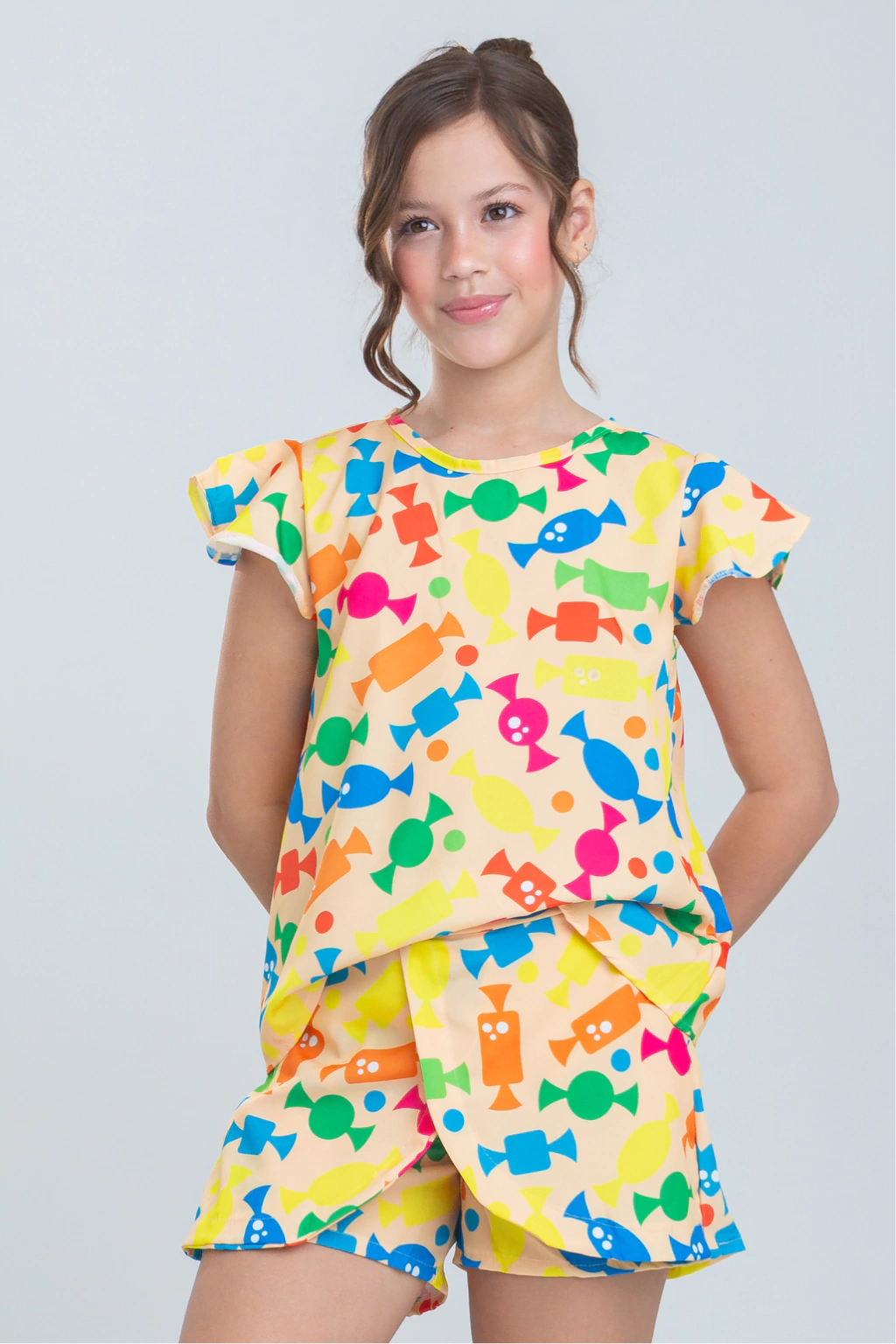 Conjunto Infantil Menina Avila Amarelo (Short + Batinha)