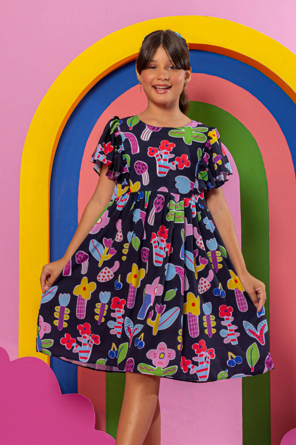 Vestido Infantil Duda Floral Black