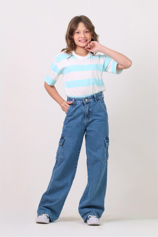 Calça Jeans Wide Leg Cargo REF. 4402