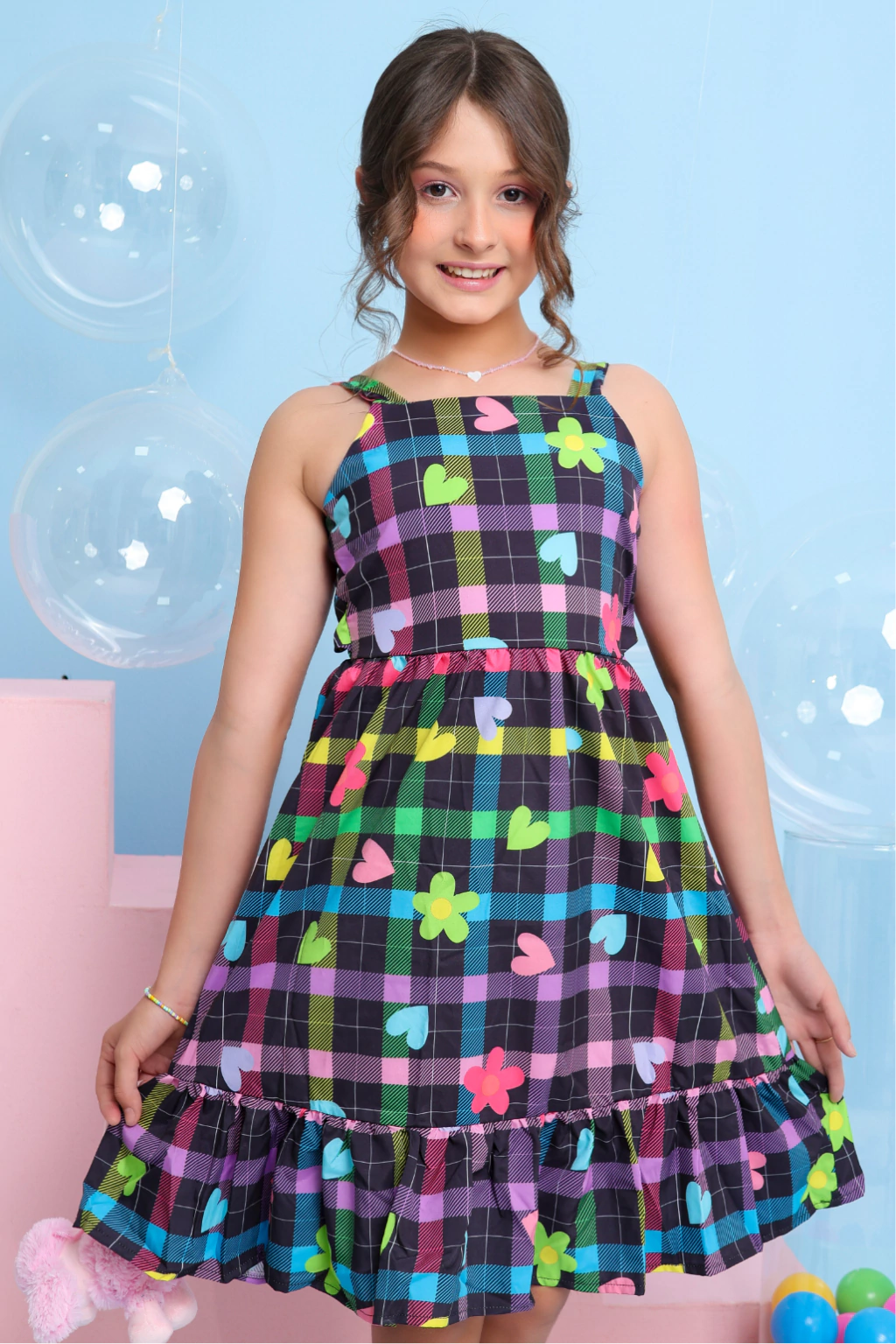 Vestido Infantil Xadrez Jamile Black