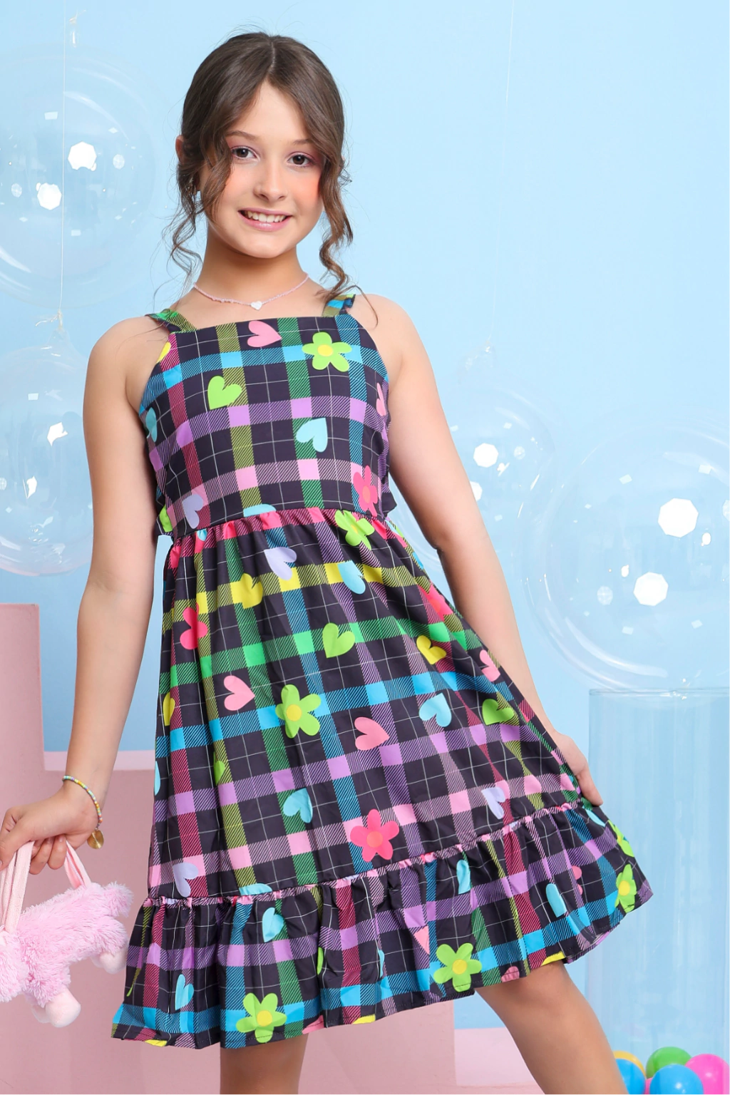 Vestido Infantil Xadrez Jamile Black