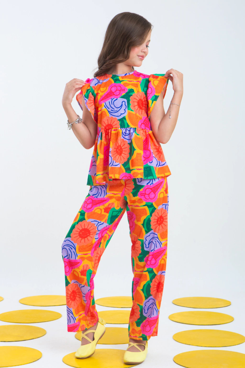 Conjunto Infantil Menina Lidiane Laranja (Calça + Batinha)