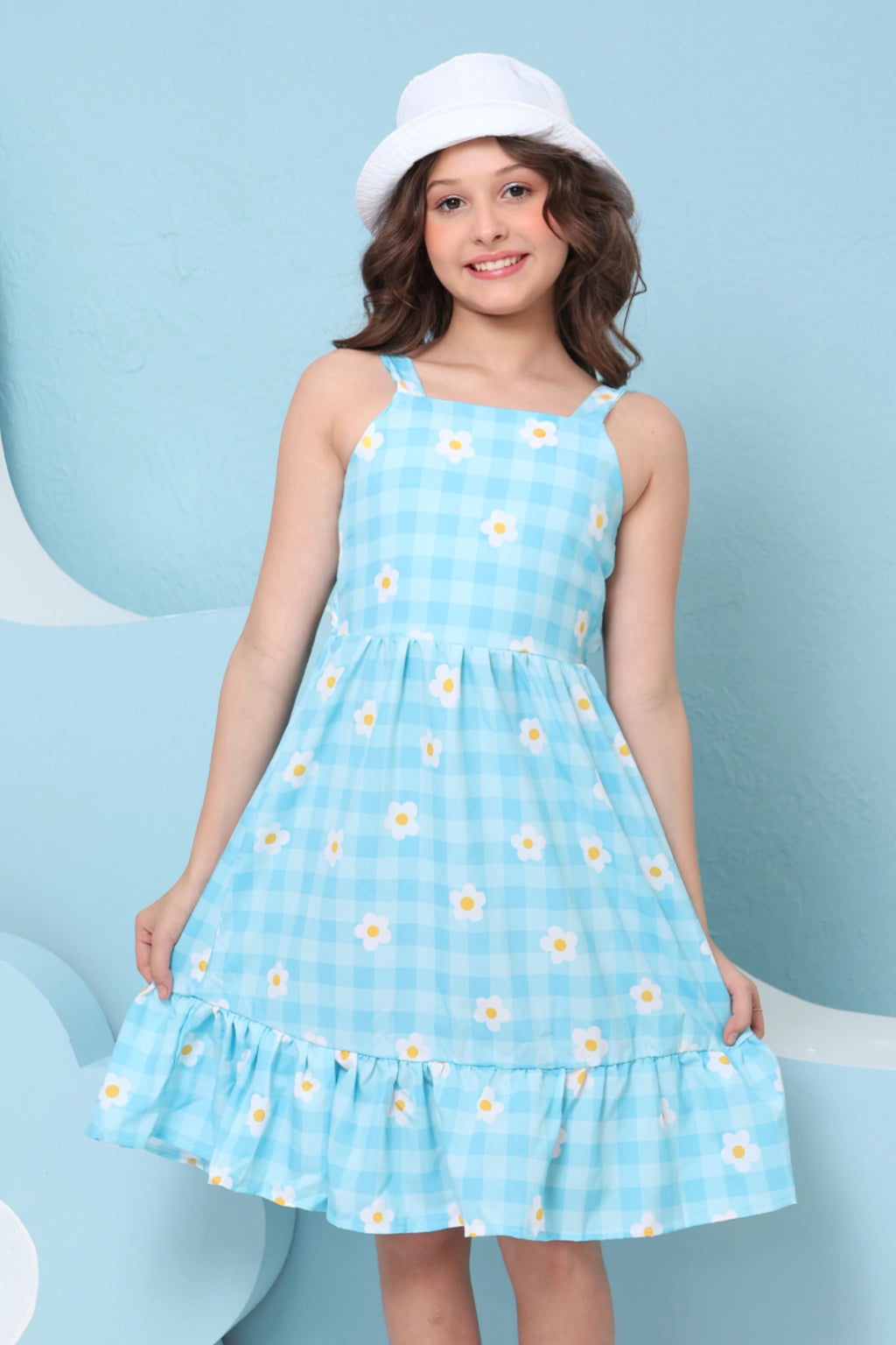 Vestido Infantil Xadrez Jamile Azul