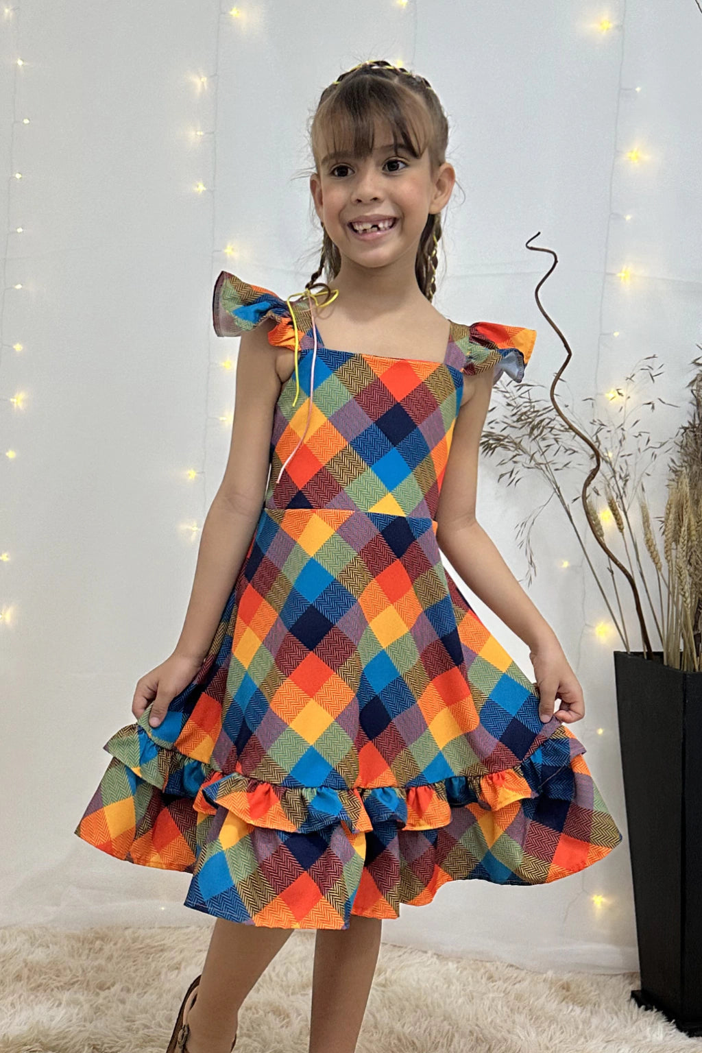 Vestido Xadrez Infantil Daniele Colorido