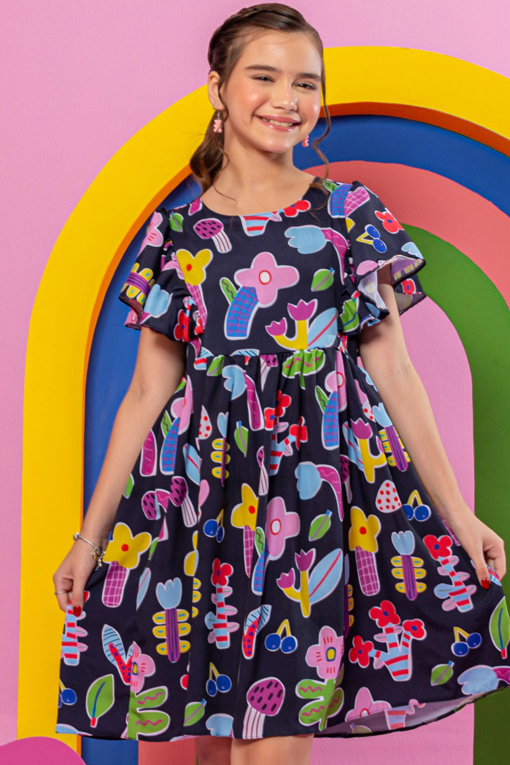Vestido Infantil Duda Floral Black