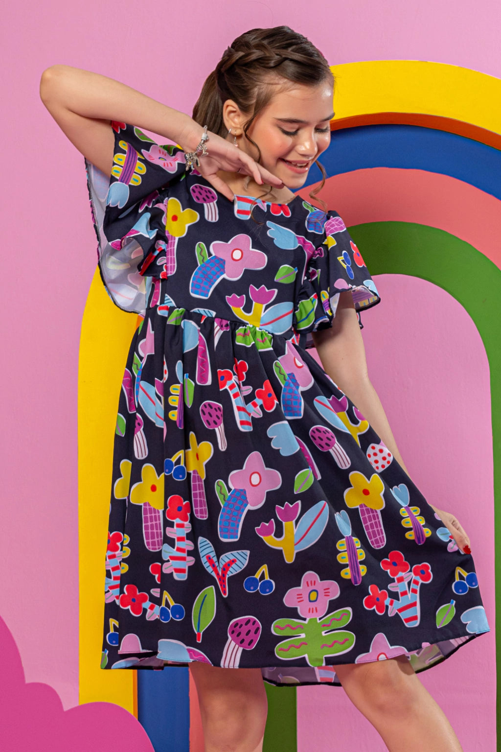 Vestido Infantil Duda Floral Black