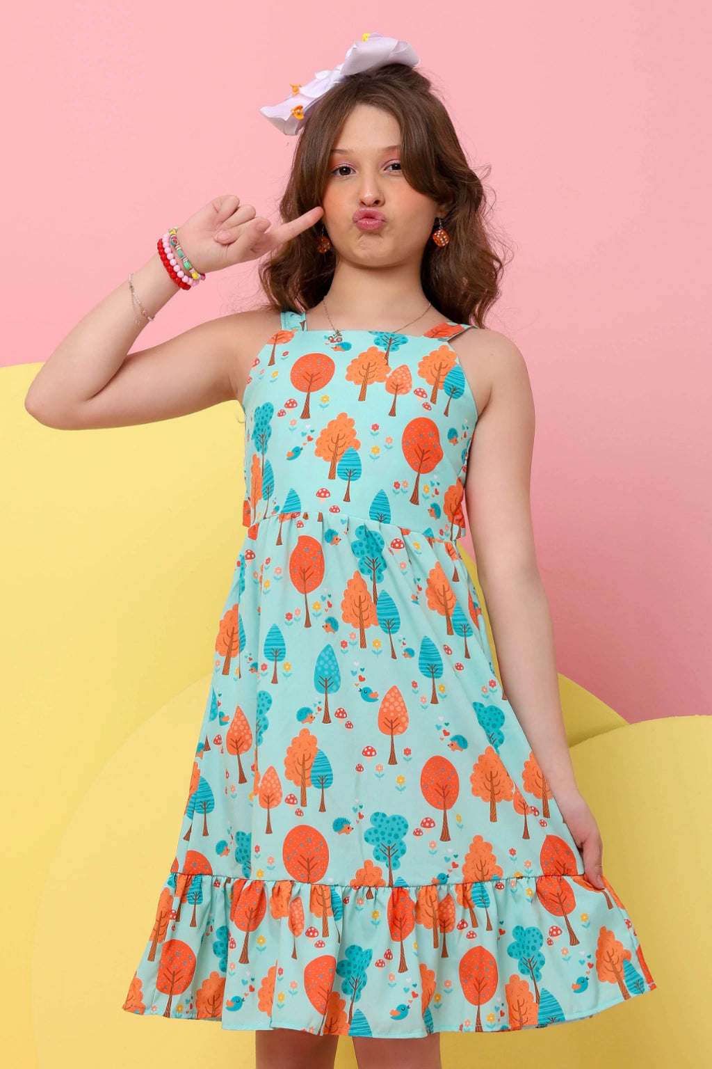Vestido Infantil Jamile Floresta Verde