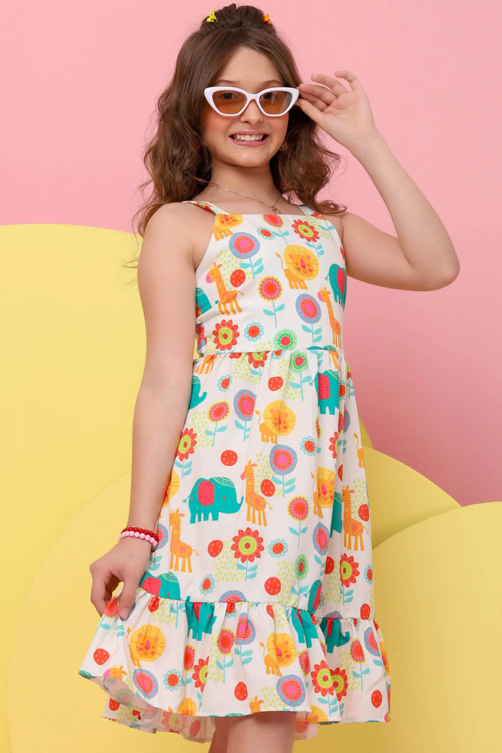 Vestido Infantil Jamile Amarelo Animais