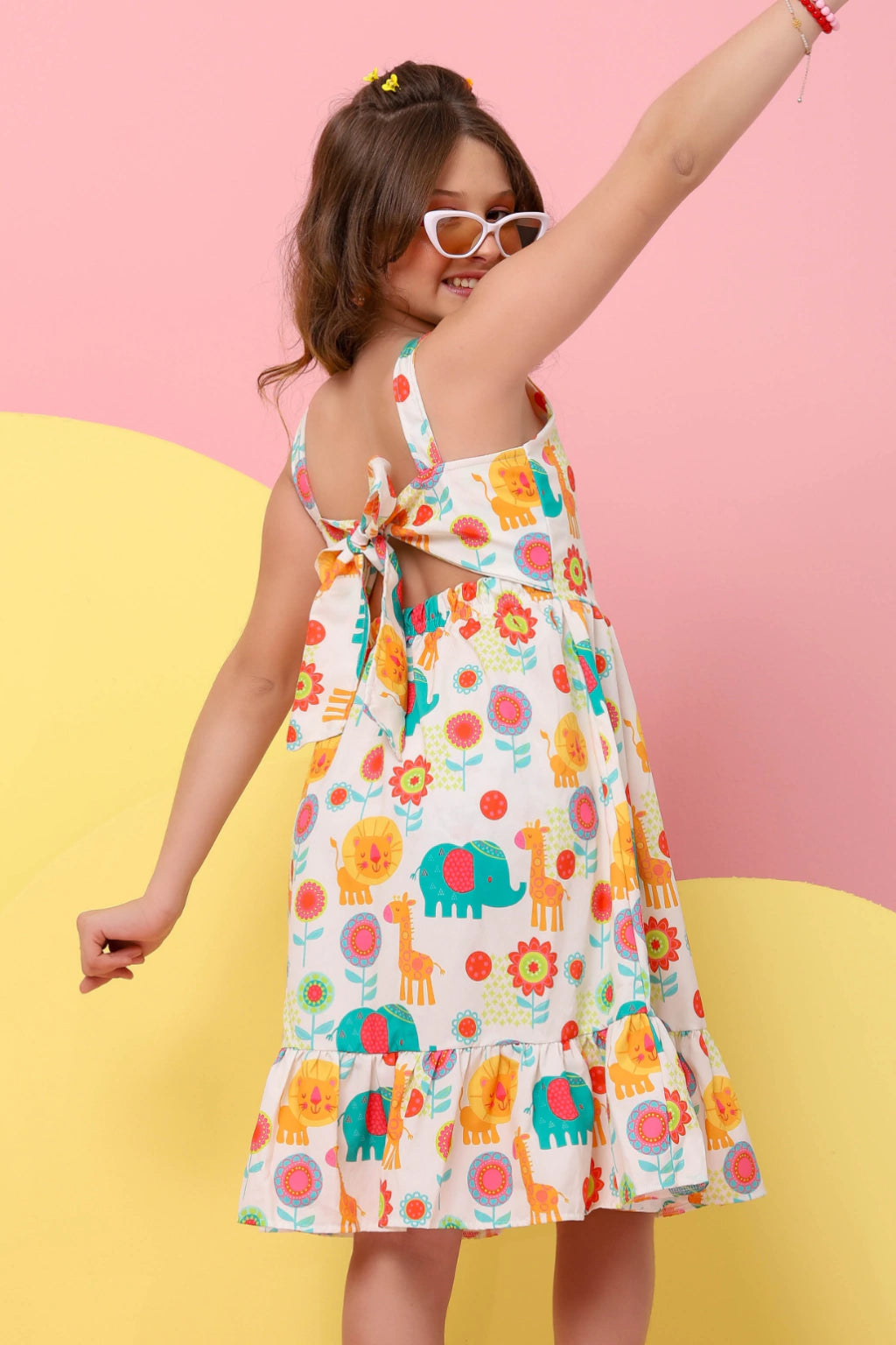 Vestido Infantil Jamile Amarelo Animais