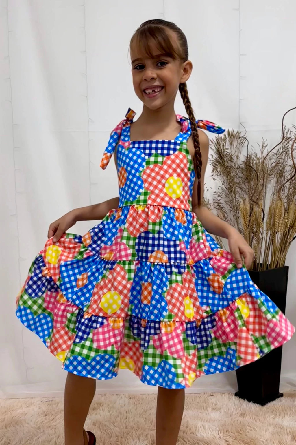 Vestido 3 Marias Xadrez Flores