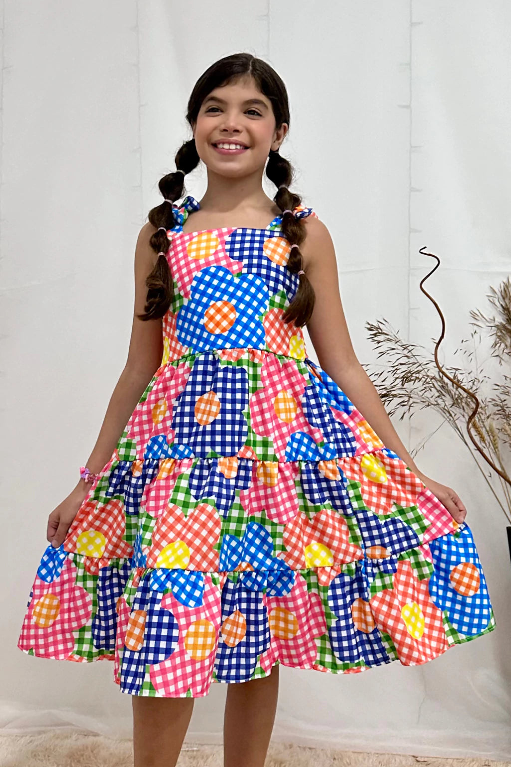 Vestido 3 Marias Xadrez Flores