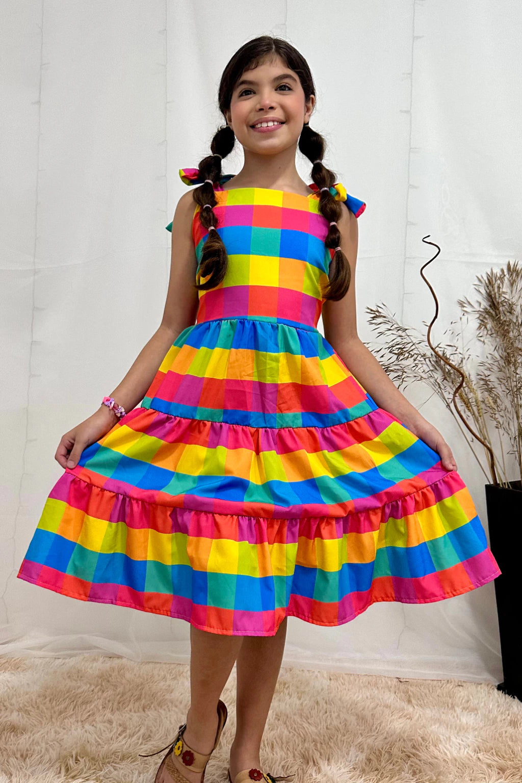 Vestido 3 Marias Xadrez Neon