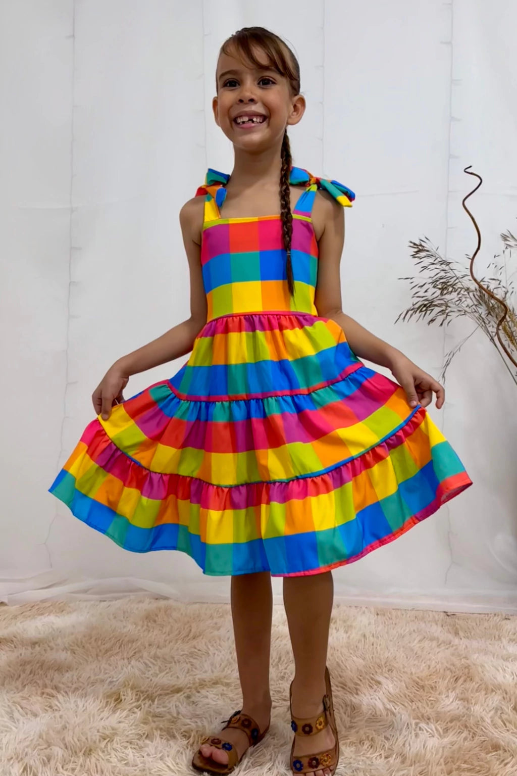 Vestido 3 Marias Xadrez Neon